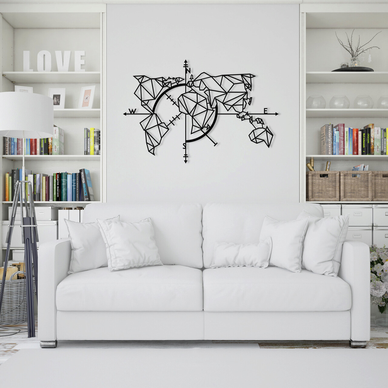 Decoratiune de perete, World Map Metal Decor 2, metal, 111 x 74 cm, negru - imagine 7